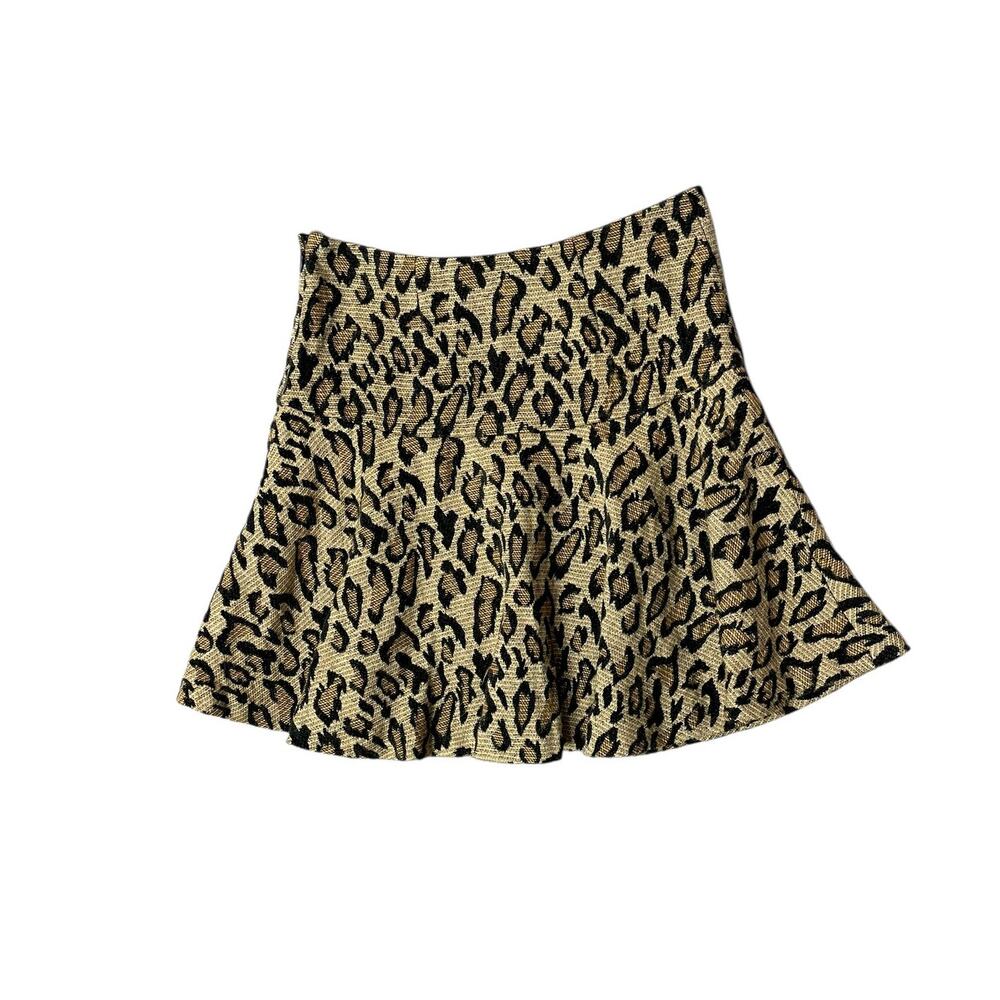 Free People Leopard / Cheetah Animal Print Skater Mini Skirt Size 4 Chic Stylish